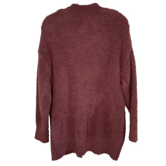 Barefoot Dreams CozyChic Burgundy Open Front Cardigan, S/M - Picture 2 of 7